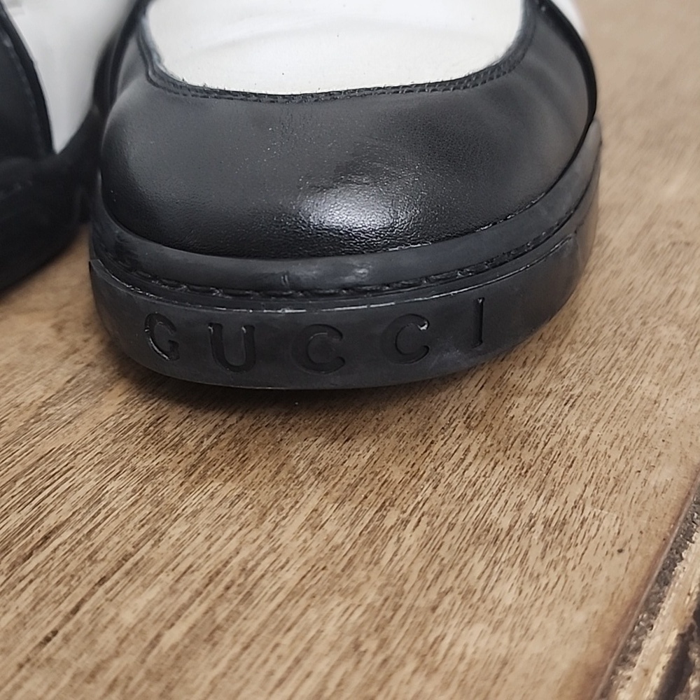 GUCCI Men's Black and White Leather GG Interlocking Logo High Top Sneakers Sz11 - Picture 12 of 14